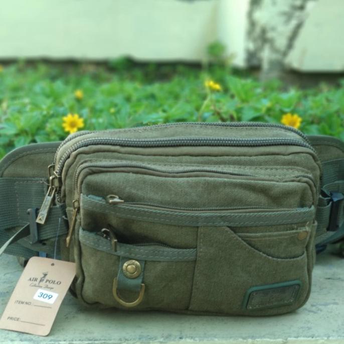 TAS PINGGANG PRIA AIR POLO BAHAN KAIN KANVAS