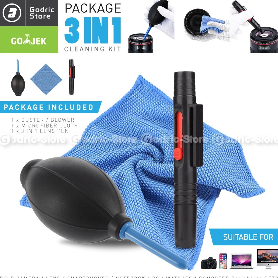➞Readystock☆➚ CZCKS Cleaning Kit 3 in 1 Lensa Kamera Pembersih Monitor LCD HP Laptop Air Blower + Lens Pen + Micro Fiber 040 Baru
