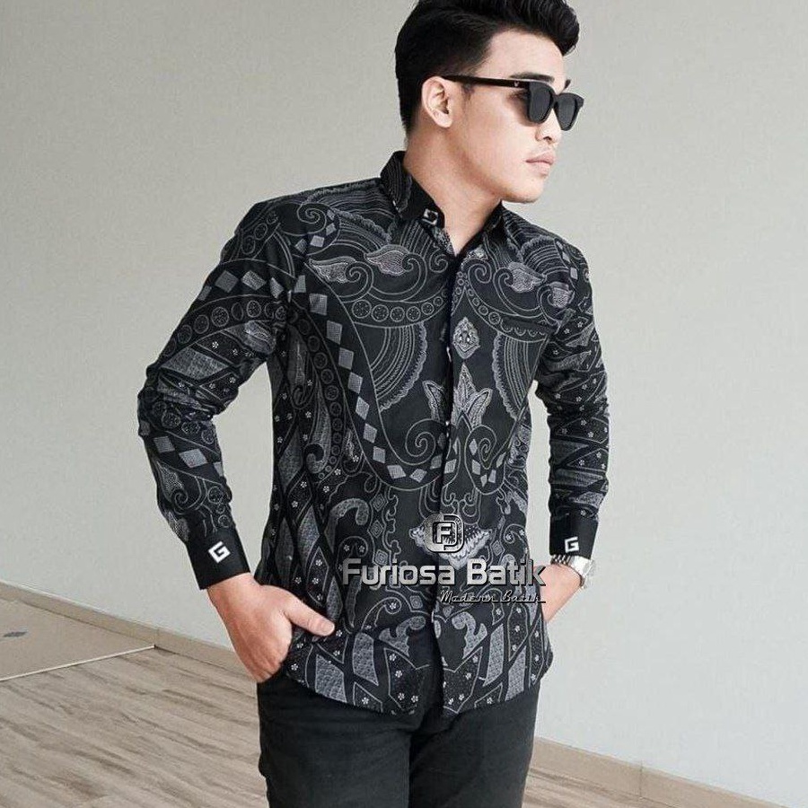 ➾Terlaris✱➝ HFFDS Furiosa Batik Pria Kemeja Batik Pria Lengan Panjang size M L XL XXL I82 Diskon