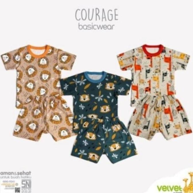 Velvet Junior 3stel stelan pendek kancing pundak courage