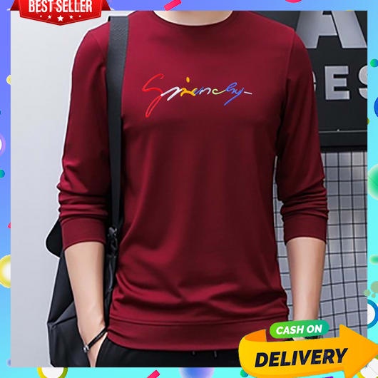 Kaos Pria Dewasa Terbaru 2023 Distro Lengan Panjang Pendek Crewneck Baju Santai Pakaian Cowo Crewnek