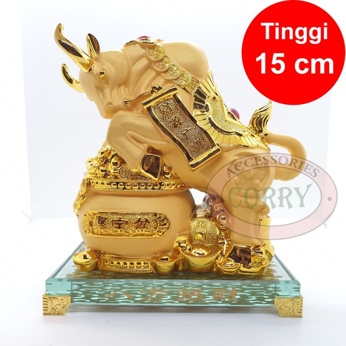 DISKON SPESIAL PATUNG IMLEK UANG KERBAU UANG REJEKI SHIO EMAS GOLD 15 CM KACA RESIN G TERLARIS