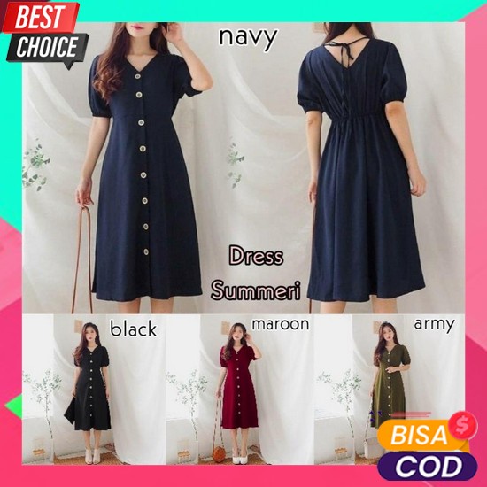 Dress Korean Style Murah Terlaris Cewek Cantik Dres Midi Remaja Wanita Premium Casual Kekinian Pesta