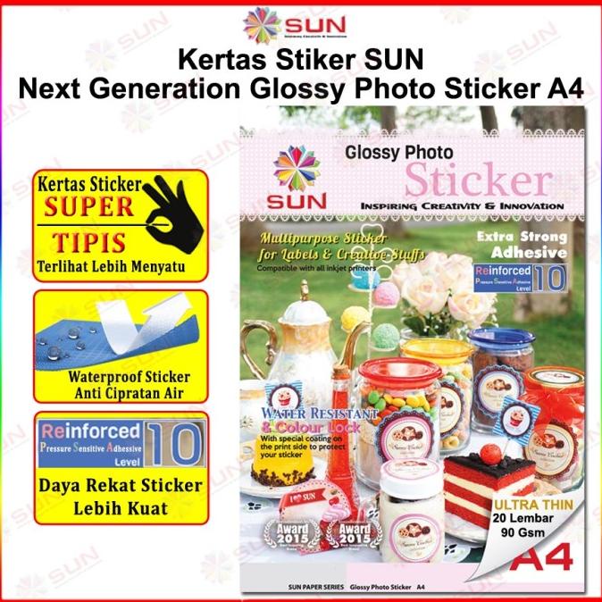 

New Ready Kertas Sticker A4/F4 - Sun Ng Glossy Photo Sticker Ultra Thin,