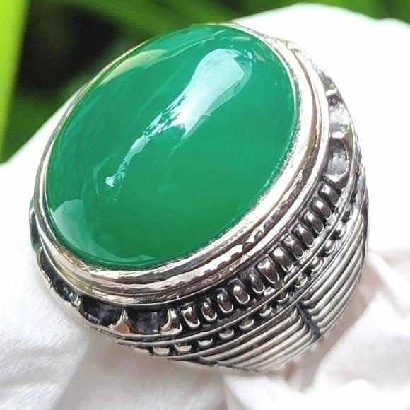 %%%%] Cincin Germanium Tanam Batu Akik Kristopas Topas Hijau Natural