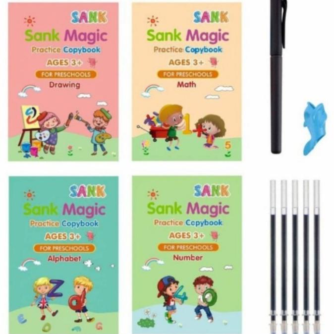 

8.8 Sank Magic Book Isi 4 Buku Belajar Menulis Anak Paud Tk Bisa Di Hapus