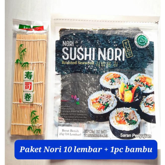 

≛Laris✢☈ HHZL7 Paket sushi nori 10 lembar + bambu sushi 1 nori rumput laut bento seaweed bamboo sushimat tikar penggulung halal murah bento kimbap seaweed nori rumput laut L45 Murah Banget