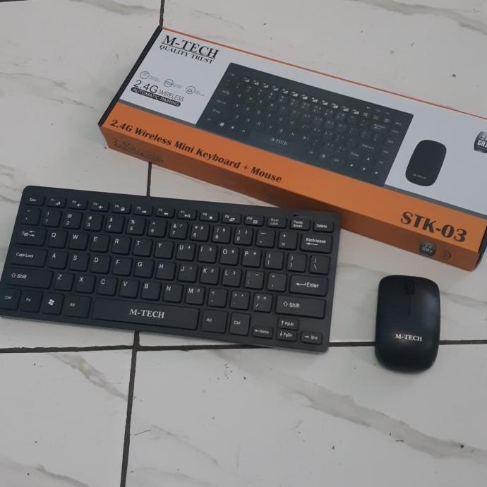 Paket Keyboard Mini Slim Wireless Mouse MTech STK-03 M-Tech STK03
