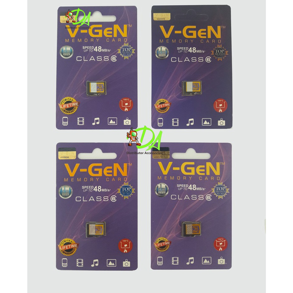 Seller➜ W6MJV Micro SD VGen 4Gb / 8Gb / 16Gb / 32Gb / 64gb / 128 gb class 6 original Vgen garansi li