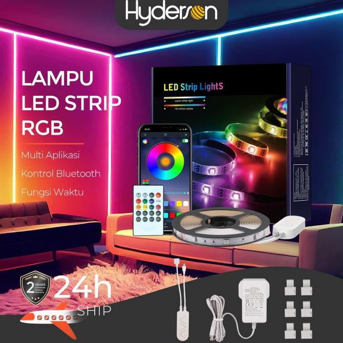 best produk] Hyderson Lampu Led Strip 5050 5M RGB Lampu Hias Warna Adaptor+Remote