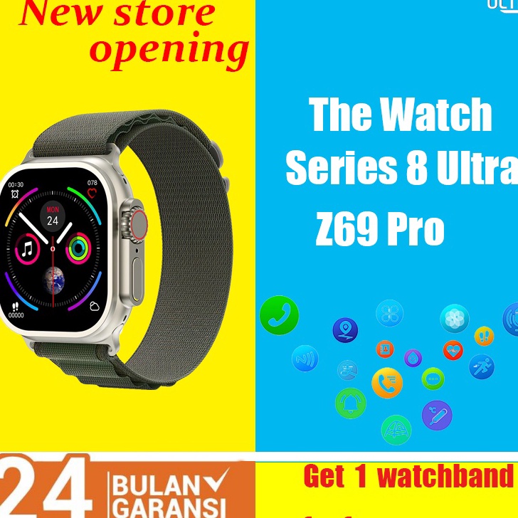 ✵Terkini✱ A8VAM Z Series 8 Ultra Z69 Ultra Original 1:1 49MM Smart Watch Men's IP67 Waterproof, Dust