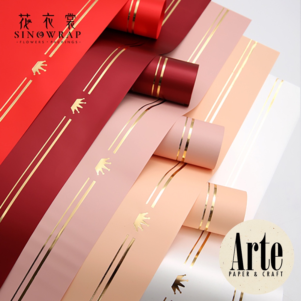 

HJK 20 Lembar Cellophane Frame Tebal Gold Crown Sinowrap Ori Kertas Buket Bunga Korean Waterproof