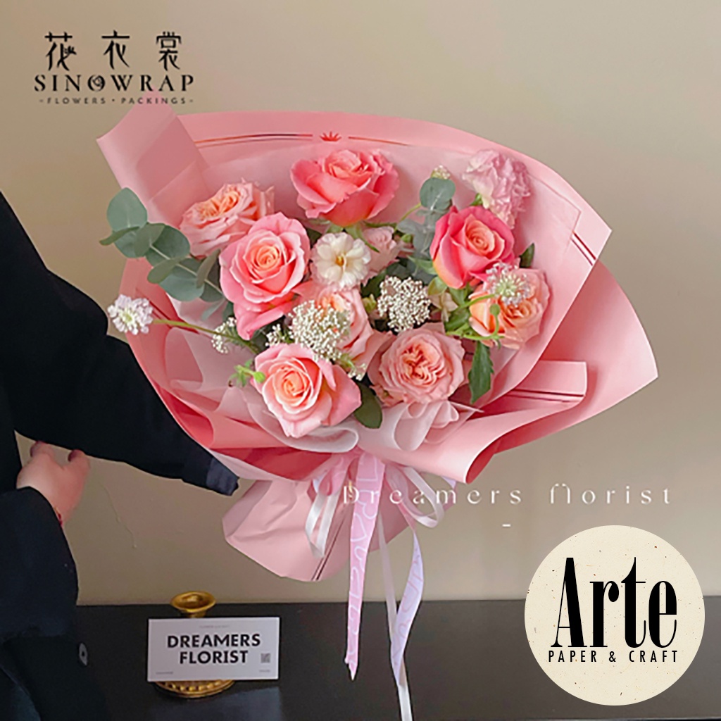 

RK 20 Lembar Cellophane Frame Tebal Gold Crown Sinowrap Ori Kertas Buket Bunga Korean Waterproof