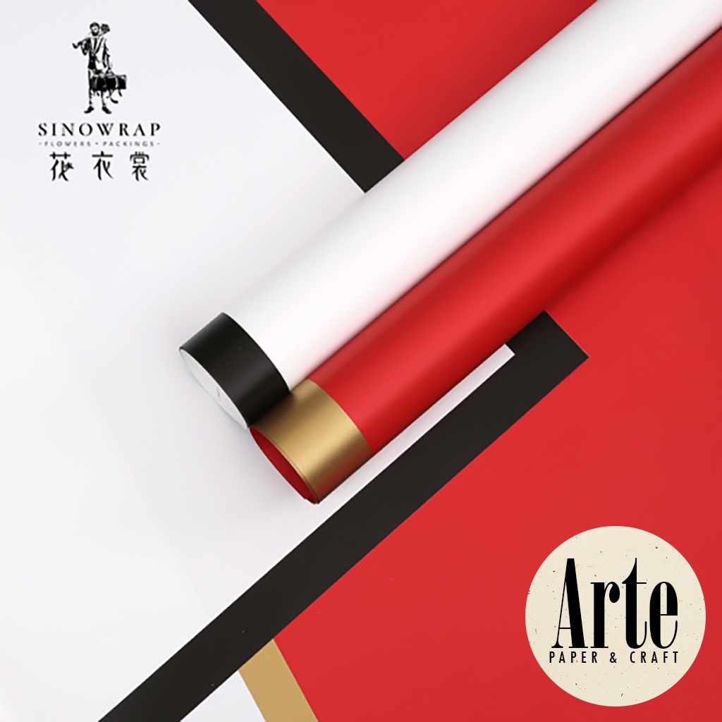 

RB 20 Lembar Cellophane Bold Frame Tebal Gold Black Red Pink Sinowrap Ori Kertas Buket Bunga Korean