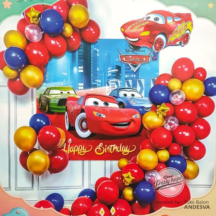 >>>>>] set dekor balon cars mcqueen /Paket Dekor Balon HBD mobil cars mcqueen