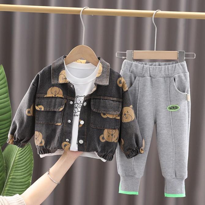 Baju setelan import anak laki laki 3 in 1 fashion korea