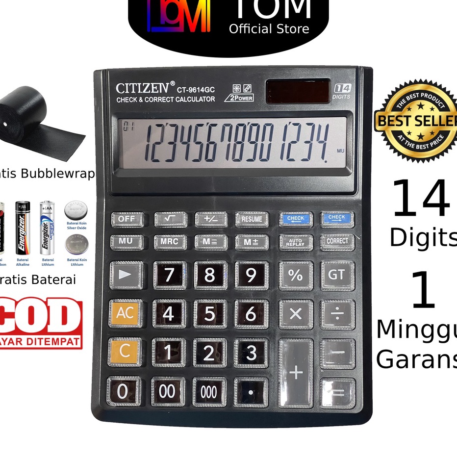 

Buruan Beli✸➡ EE9NB Kalkulator CITIZEN CT 9614 GC 14 Digit - Calculator Check Dual Two 2 Power B70 ✧Grosir