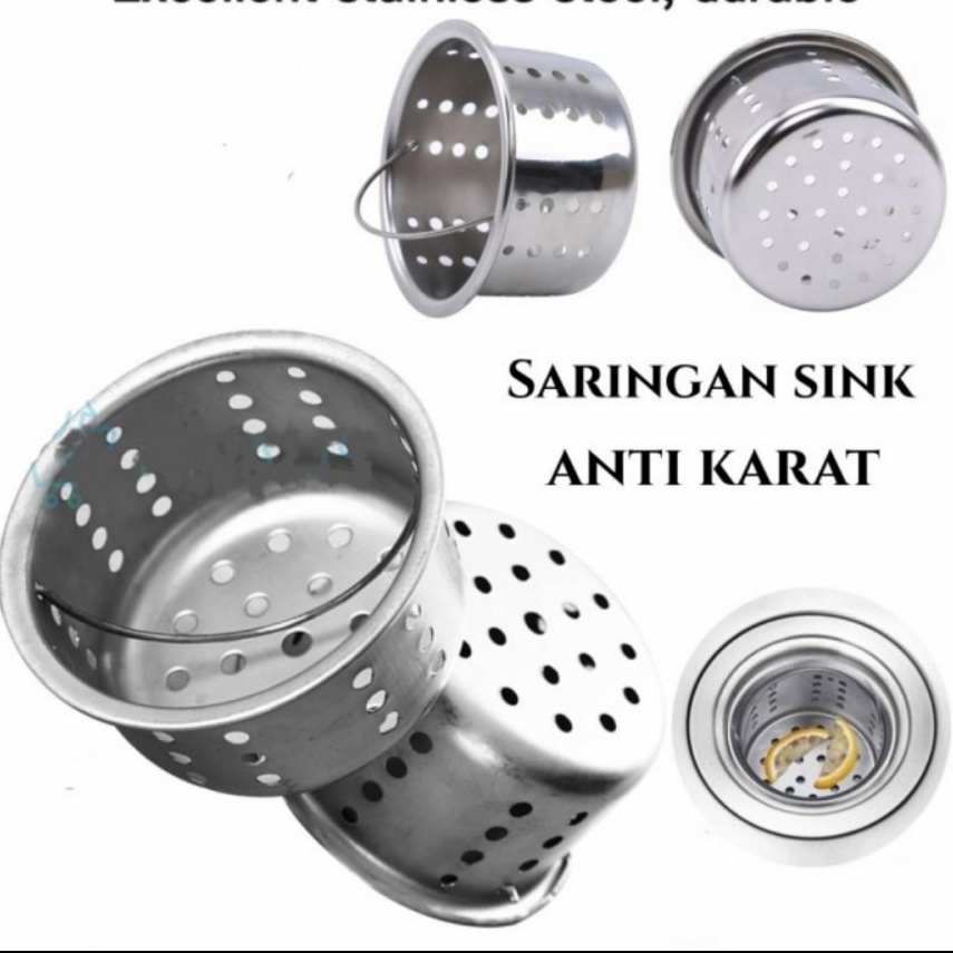 (9DH8I-G 【GOGOMART】Saringan Wastafel Cuci Piring / Saringan Lubang Sink Stainless HG0