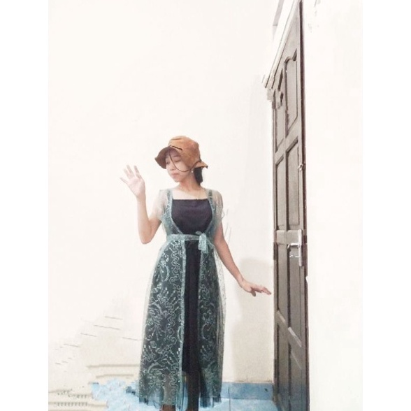 Pasti Ready cape tile rompi tile vest tulle/ Outer gamis / cardigan tile Sleeveless tanpa lengan 176