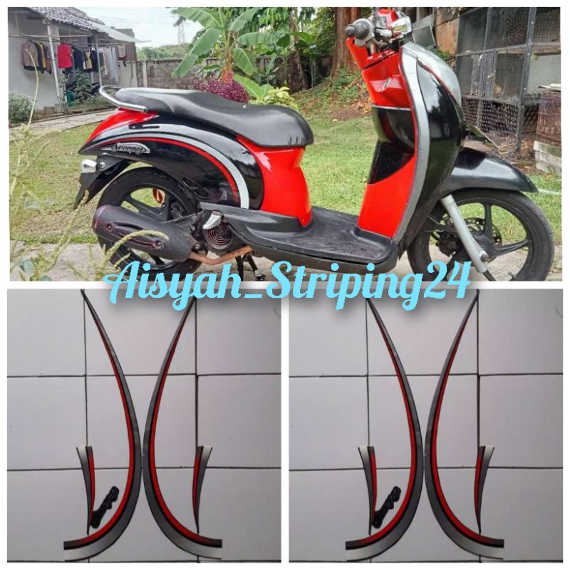 STIKER STICKER STRIPING MOTOR LIS LES POLET BODY MOTOR HONDA SCOOPY KARBU 2011-2012