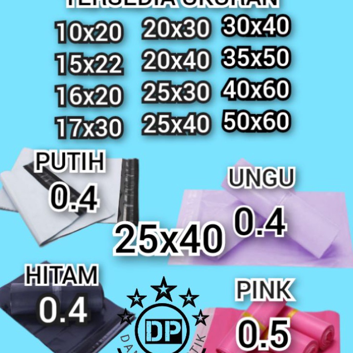 

➶Stock Banyak BGKER Kantong Plastik Packing PE 25x40CM Olshop Polymailer Hitam Putih Pink 25x40 Amplop ungu G73 Ready Stock