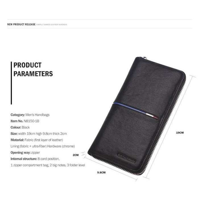 Dompet Panjang Pria Kulit Sapi Asli Original Bison Denim (Bison-N8150)