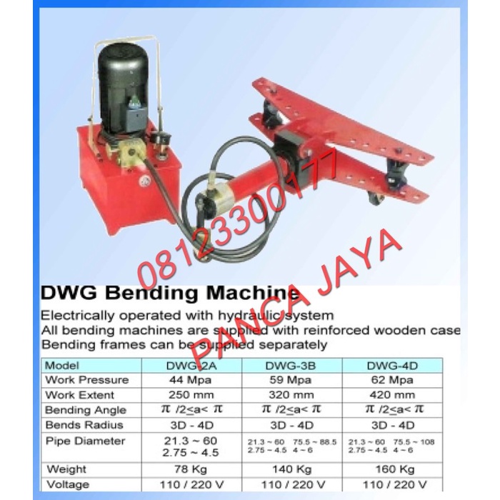Mesin Pembengkok Pipa Hidrolik Elektrik Bending Machine Dwg-2A