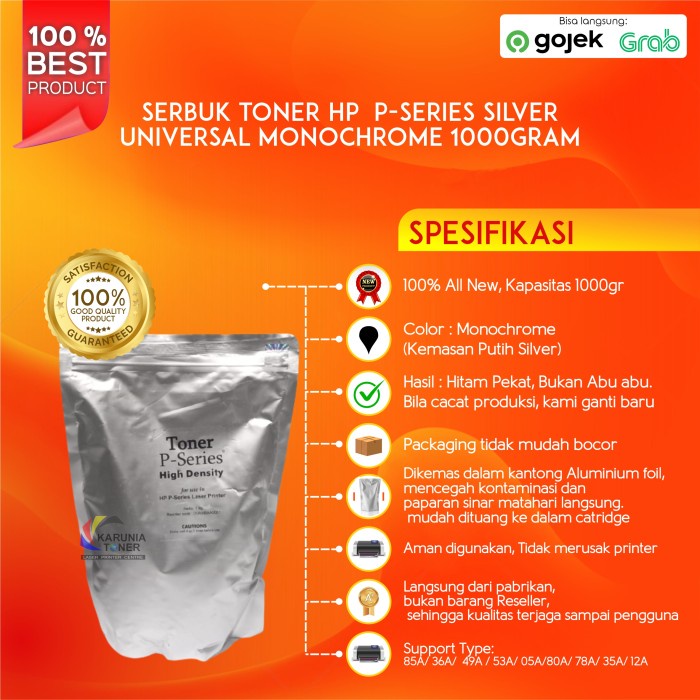 

Serbuk Toner Mono P-Series Jepang Silver Q6511A 11A HP LJ 2400 Series