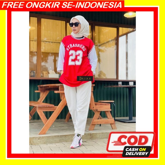 Indonesia Rainbow Gradasi Merah Putih Longsleeve Baju Olahraga Tangan Panjang Wanita Baju Zumba Aero