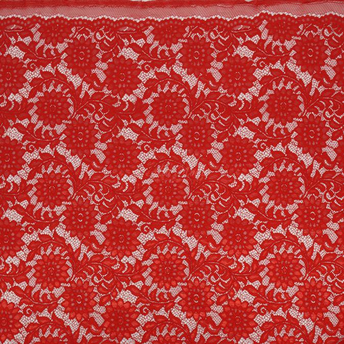 Brokat Semi Perancis Merah Motif Bunga Camelia (Alta Moda)*