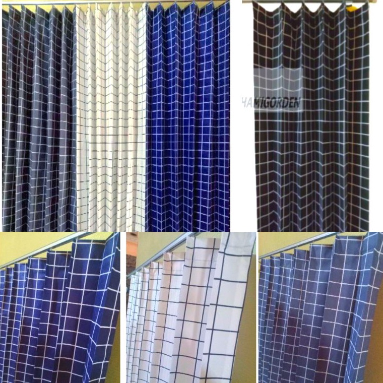 メ (KONVEKSI SENDIRI) Gorden Tirai Plisket Kotak AESTETIC Korden Pintu Kotak-kotak TIRAI Jendela Gord