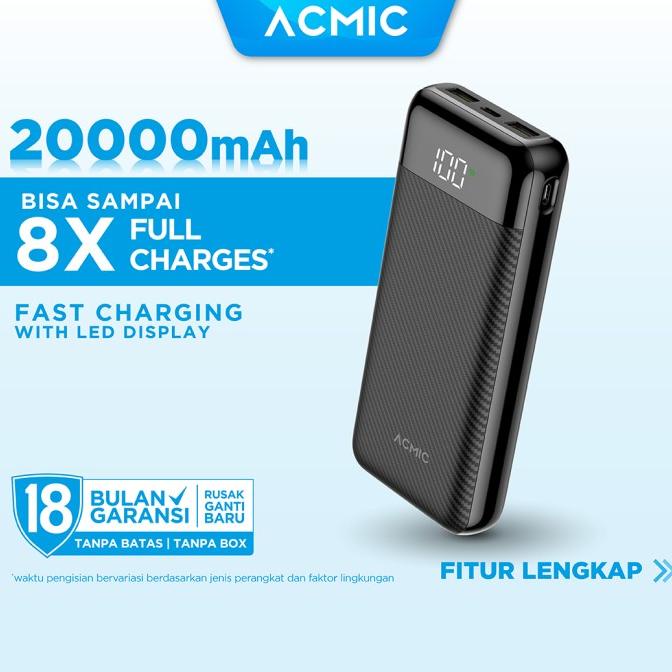 ACMIC F20PRO 20000mAh AiCharge Digital Power Bank (QC4 + PD + VOOC)