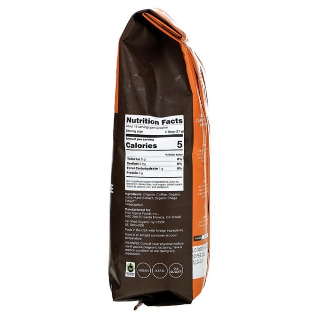 

Four Sigmatic Ground Mushroom Coffee Lions Mane Chaga Adaptogens