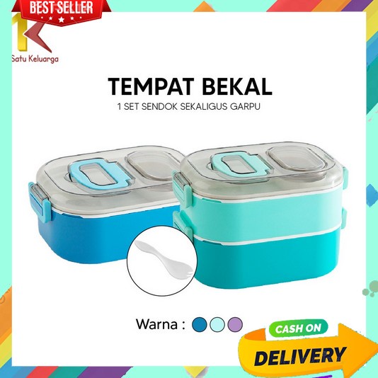 Kotak Makan Lunch Box 1 Set Lengkap Murah Anak Bekel Suami Kerja 1Set Tempatmakan Jumbo Laki Lunchbo