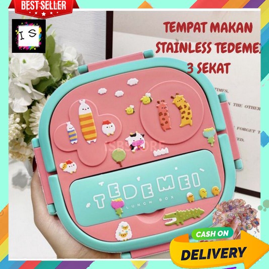 Kotak Makan Lunch Box 1 Set Lengkap Murah Anak Bekel Suami Kerja 1Set Tempatmakan Jumbo Laki Lunchbo