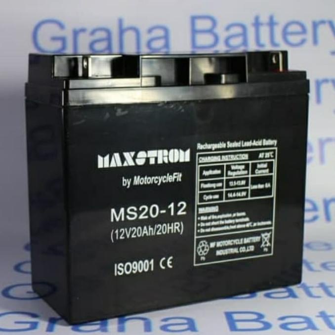 aki sepeda listrik 12v 20ah maxstrom battery kering
