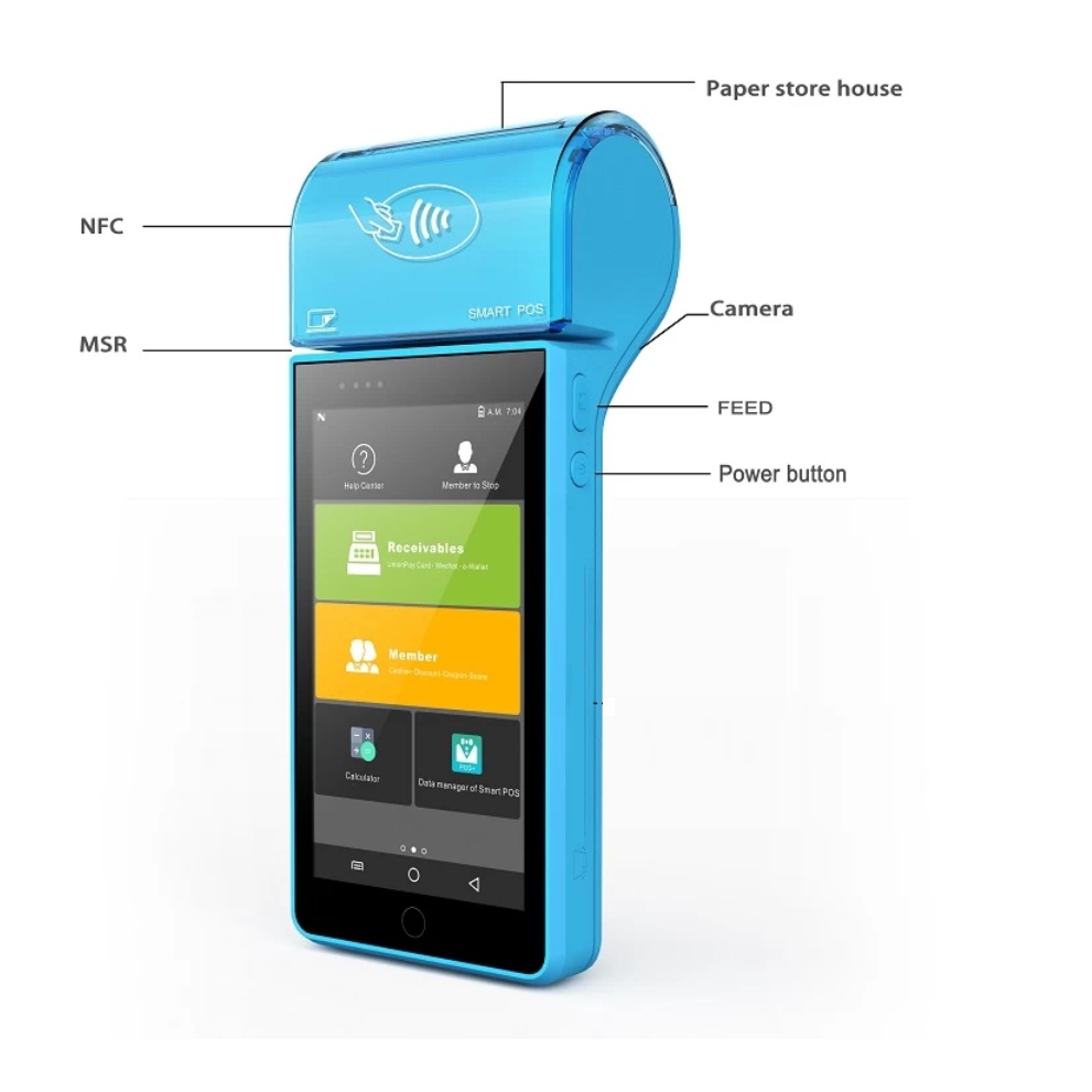 Mocute - Mesin Kasir Android Pos Smartcom 4G support NFC Barcode Scanner