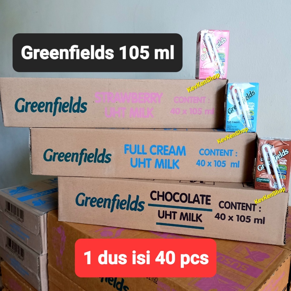 

8.8 GREENFIELDS UHT Susu 105 ml GREEN FIELDS 105ml Harga per Dus isi 40 pcs