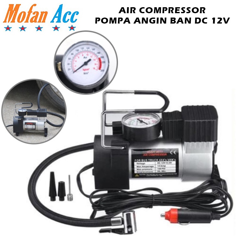 `FMH Pompa Ban Elektrik Air Compressor Mini DC 12V Pompa Angin Ban Portable Udara Listrik Mobil Moto