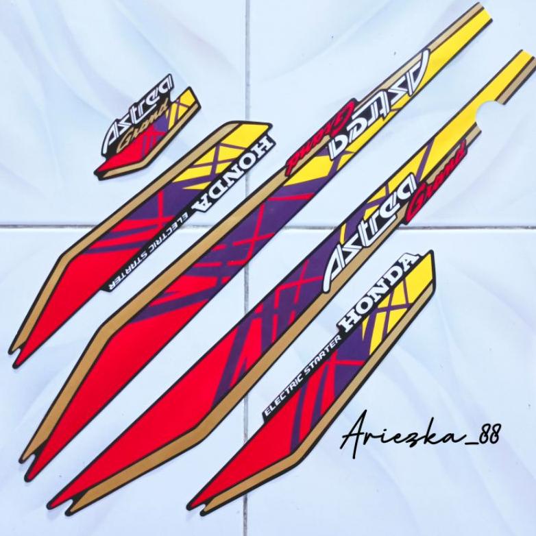 Viral Striping Astrea Grand 91 92 93 Hitam Merah | Stiker Bodi Motor Grand Bulus Aksesoris Motor