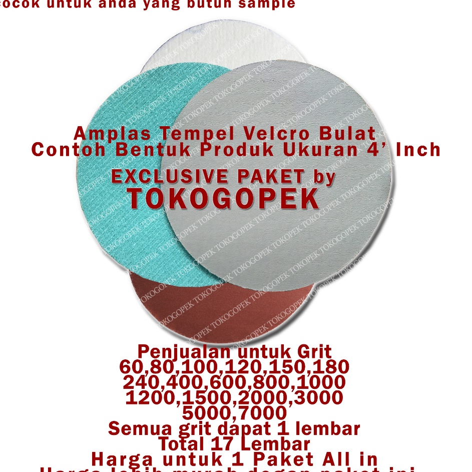 ★★★ BaR PAKET 17PCS - AMPLAS TEMPEL VELCRO 4" INCH BULAT GRIT 60-7000 ALLINONE ⁑ ★★★★