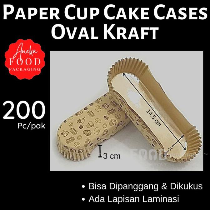 Terlaris Kertas Tatakan Kue Roti/Paper Cup Cake Laminasi Oval Kraft Aneka Kue