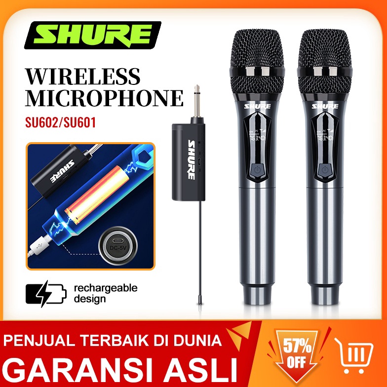 fjsv -9 SHURE SU601/SU602 mikrofon nirkabel isi ulang mikrofon genggam penyebaran UHF Pasang dan mai