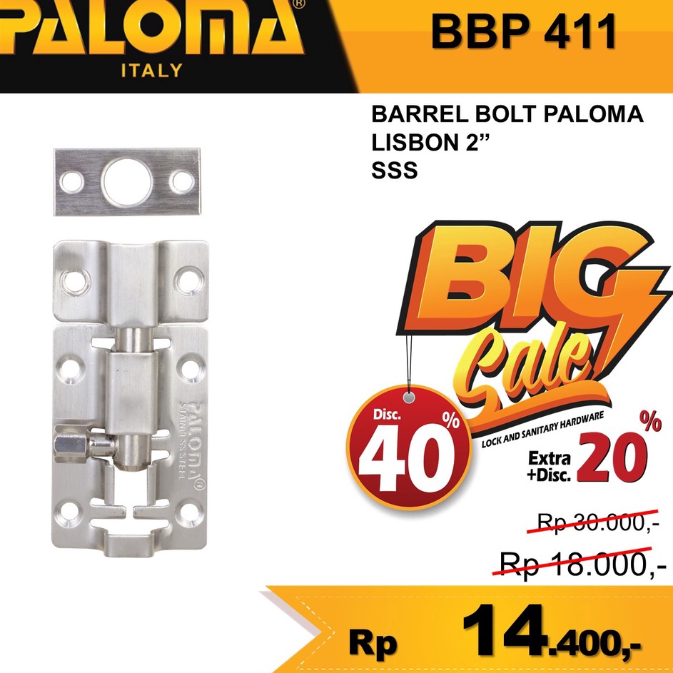 Produk Terbaik GRENDEL STAINLESS SANTEKAN KUNCI SLOT SELOT JENDELA DAN PINTU PALOMA BBP 411 LISBON 2