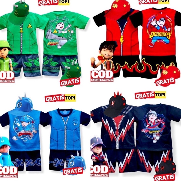 Murah_Meriah BAJU ANAK BOBOIBOY GRATIS TOPI BOBOIBOY ANAK LAKI LAKI / SETELAN BAJU ANAK BOBOIBOY SOL