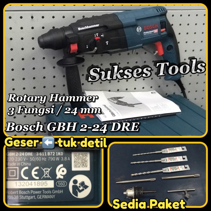 Gbh 2-24 Gbh2-24 Dre (+Mata) Mesin Bor Bobok Beton Bosch Rotary Hammer