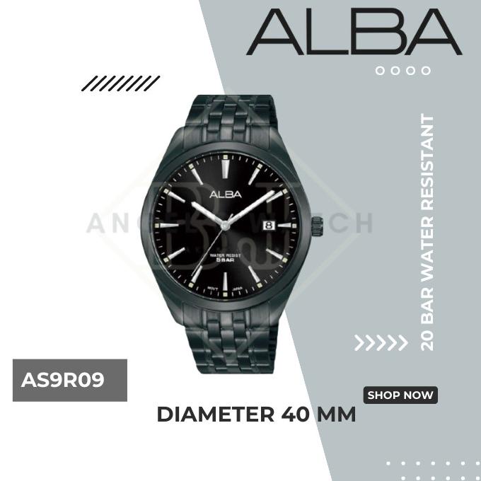 Jam Tangan Pria Alba As9R09 Quartz As9R09X1 Black Stainless Original Oinudiana.Shop