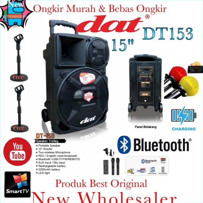 Speaker Aktif 15 Inch Dat Dt153 Original Wireless Portable Karaoke Carasmellstore