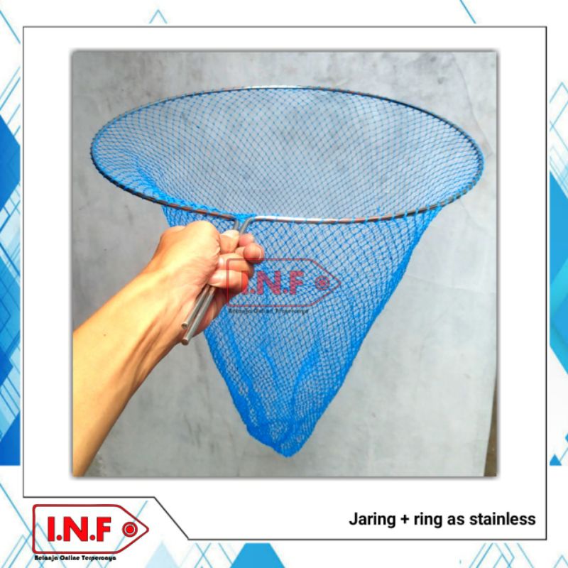 Serok ikan siap pakai + ring stainless + jaring penangkap ikan besar dan kecil + serok ikan panen