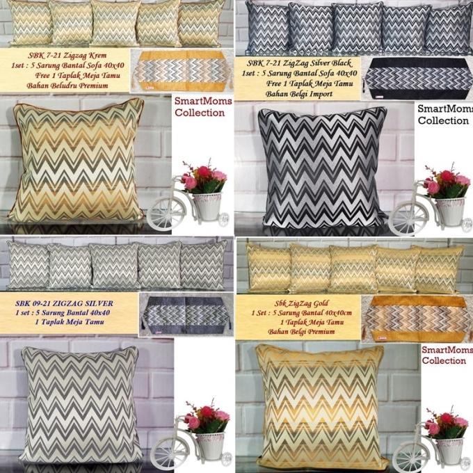 6.6 Sarung Bantal Sofa 40X40 Set Minimalis Premium Modern Zigzag Brownie